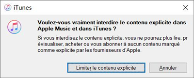limiter contenu explilcite sur iTunes