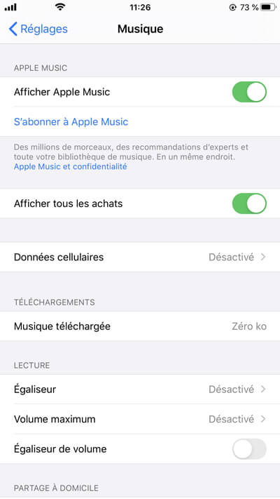 afficher apple music sur iPhone