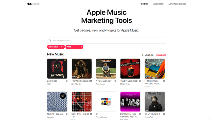 boîte outil Apple Music