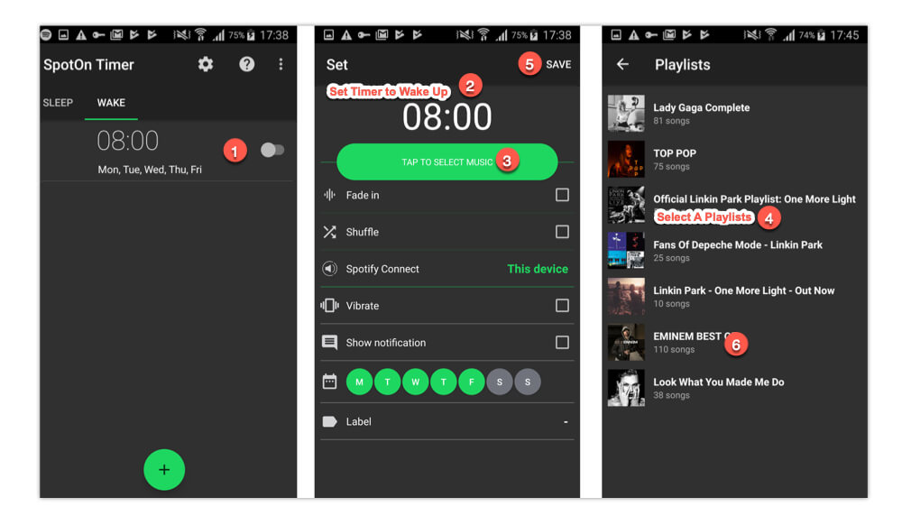 configurer une alarme à partir des musiques Spotify
