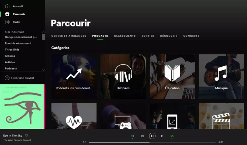 ecouter podcasts sur spotify