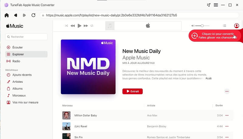 Lecteur web d’Apple Music intégré