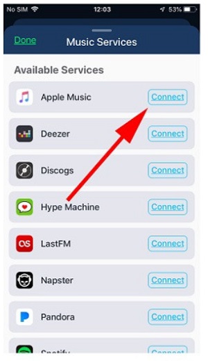Sélectionner Apple Music dans la liste