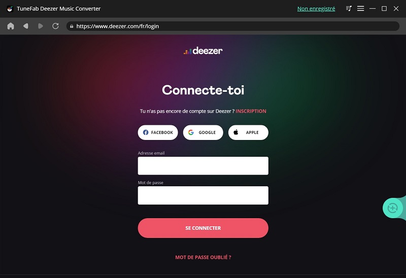 Se connecter avec le compte Deezer pour la conversion