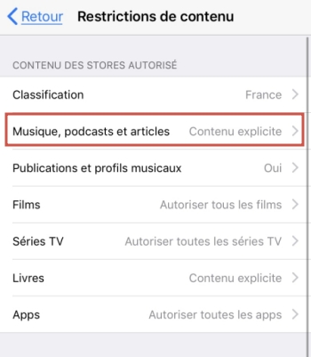  Désactiver les contenus explicites d'Apple Music sur iPhone 